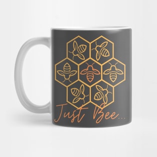 Just Bee - Geometric Bee Honeycomb - Queen Bee Being Circled By Workers Mug